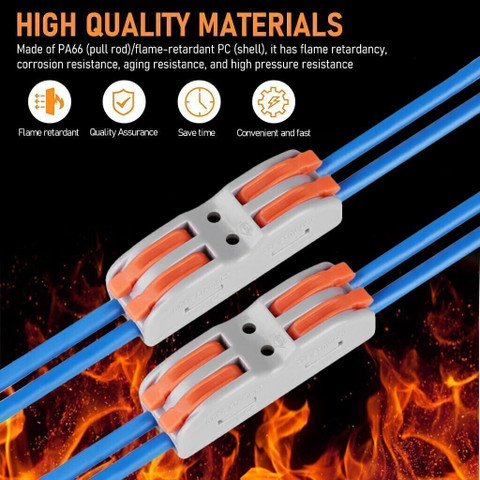 Lever Wire Connectors Kit – 34-Pack Quick Splice Inline Wire Connectors, Compact, Reusable, Flame Retardant, Ideal For Lighting, Home Wiring & RV