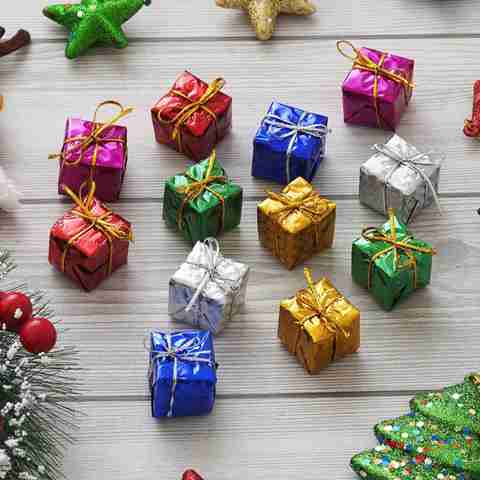 HOIVA (Set of 10) Mini Gift Box Xmas Tree Square Gift Box