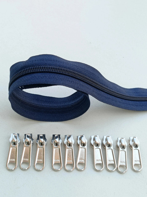 Togline ZIP NO. 5 ,5 MTR NAVY BLUE ZIP AND 10 SUN STAINLESS