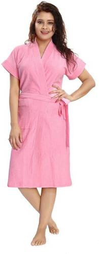 Poorak Baby Pink Free Size Bath Robe