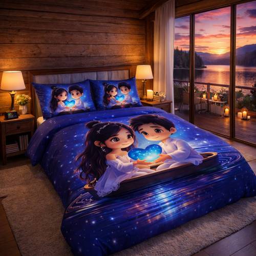 SHAGUN FABS Cotton King Flat 300 TC 3D Printed 1 Bedsheet