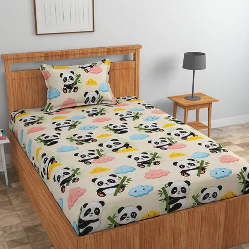 MIGHTYCOZY Cotton Single Flat 220 TC Cartoon 1 Bedsheet