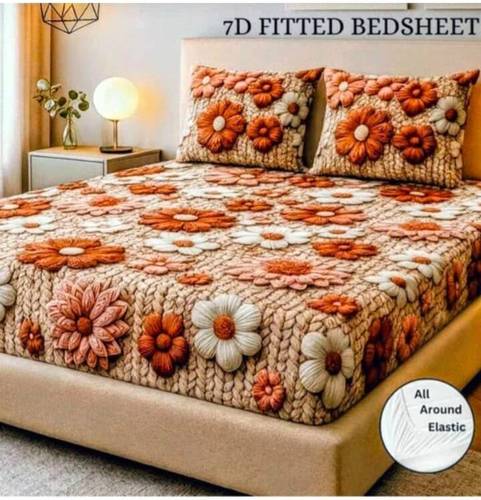 PARSHANTHUB Cotton Queen Fitted (Elastic) 180 TC Floral 1 Summer Bedsheet with 2 Pillow Covers