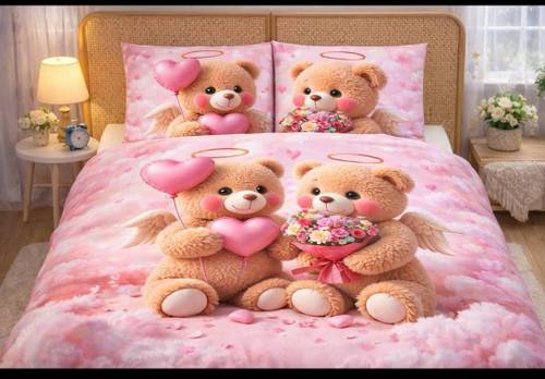 Aneeh Cotton Blend King Flat 400 TC 7D Digital 1 Summer Bedsheet with 2 Pillow Covers