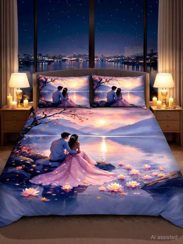 V RAAZ Polycotton Double Flat 240 TC Printed 1 Summer Bedsheet with 2 Pillow Covers