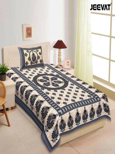 Jeevat Cotton Single Flat 144 TC Jaipuri Prints 1 Bedsheet