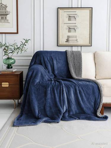 LA VERNE Solid Double Sherpa Blanket for Heavy Winter
