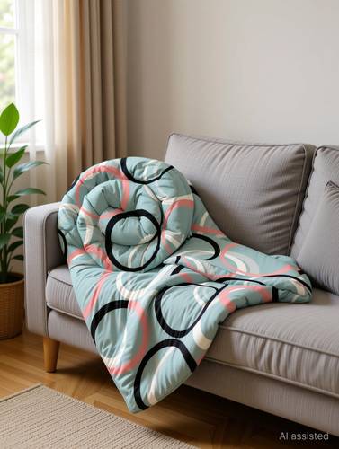 Floating Dreams Geometric Single AC Blanket for AC Room