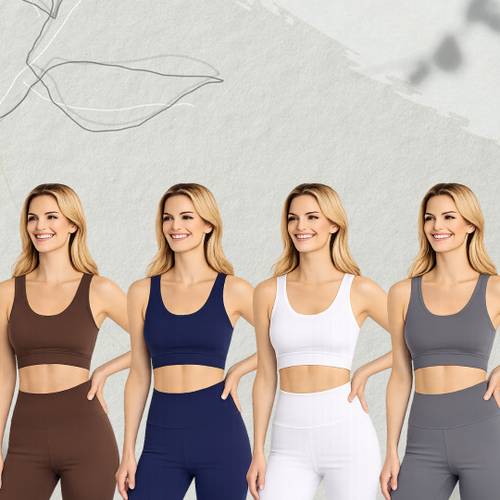 KEEVSHOP Pack of 4 Women Sports Non Padded Bra