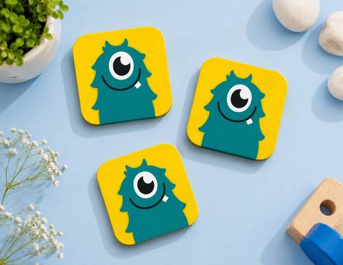 SHIVSHAKTI ECOMMERCE Square Rubber Coaster Set