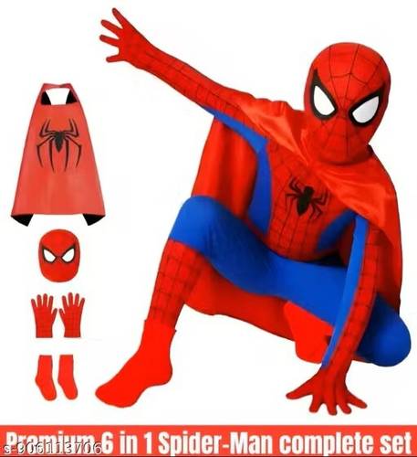 Urika Spiderman dress with glove sock and cape Kids Costume Wear