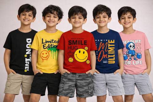 CUTE TREND Boys Printed Pure Cotton Regular T Shirt