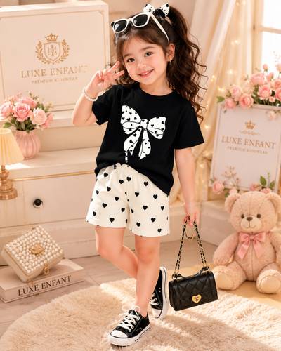 SENHA FASSION Girls Graphic Print Cotton Blend Regular T Shirt