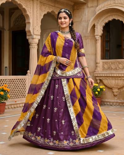 MANTUSHTI Embroidered Semi Stitched Rajputi Poshak