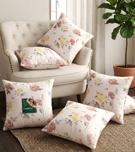 TWIROX Microfibre Cushion Pack of 5 Floral Premium Cushion Pillow