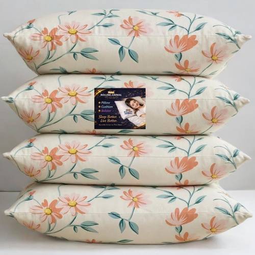 Rolling Animal Cotton Sleeping Pillow Pack of 4 Floral LUXURY