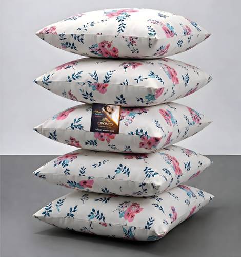 LIPONOS Microfibre Cushion Pack of 5 Floral Premium Cushion Set (16x16 inch)