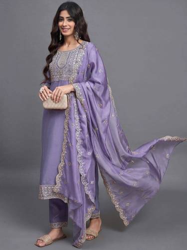 PuriMaa Embroidered Kurta, Trouser/Pant & Dupatta Set