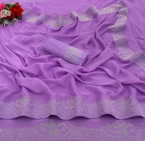 renbriza Embellished Bollywood Georgette Saree