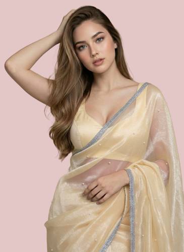ELITERATI FASHION Solid/Plain Bollywood Net Saree