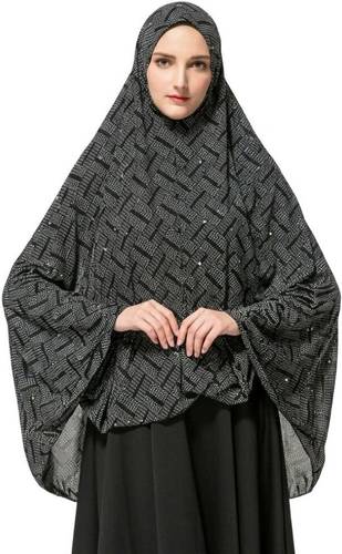 Roshni hub Geometric Print Polyester Women Black Scarf