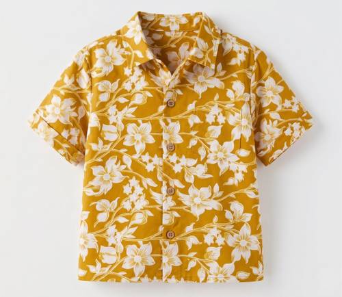 Baby Boys Regular Fit Floral Print Spread Collar Casual Shirt