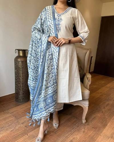 MADHAV Embroidered Kurta, Dhoti Pant & Dupatta Set