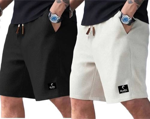 Flicfol Pack of 2 Self Design Men Multicolor Regular Shorts