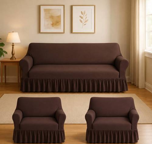 RADHE ENTERPRISES Polycotton 3+1+1 Seater Sofa Plain Cover