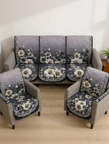 NIMAVE Velvet 3+1+1 Seater Sofa Floral Cover
