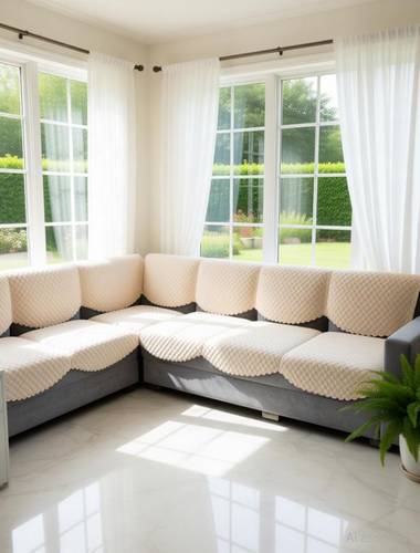 CasaBliss Velvet 3+2+2 Seater Sofa Checkered Cover