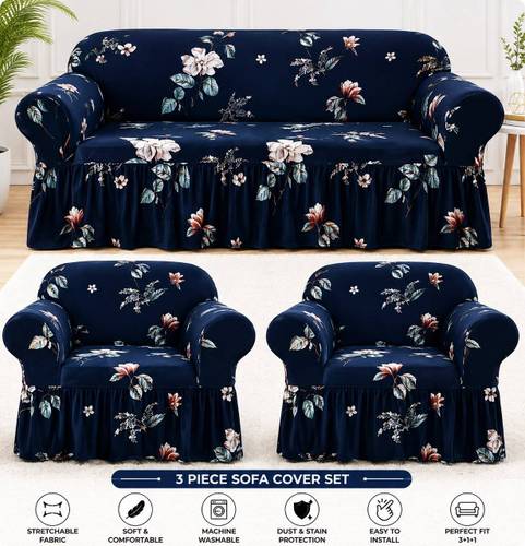 Tetra Polyester 3+1+1 Seater Sofa Floral Cover