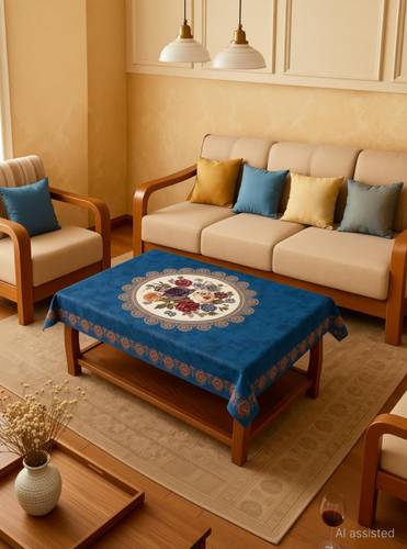 couture home Velvet 4 Seater Floral Table Cover