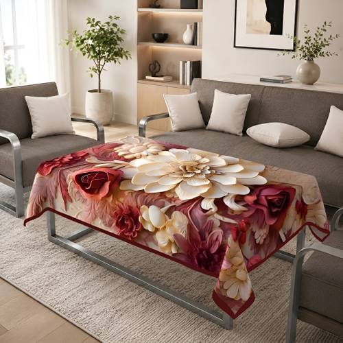 tjm Velvet 4 Seater Floral, Printed Table Cover
