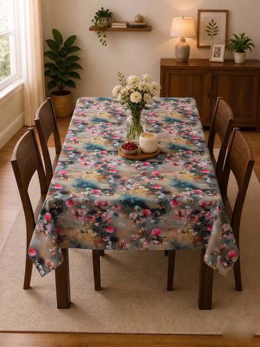 Home Stylish PVC 4 Seater Floral Table Cover