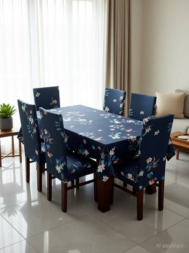 Eleganta Polyester, Spandex 6 Seater Printed Table Cover