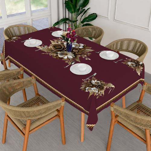 ivaza Velvet 6 Seater Printed Table Cover
