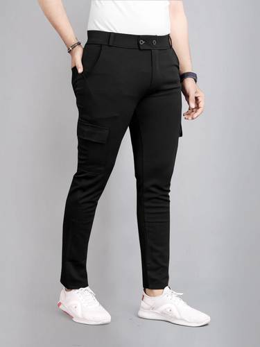 COMBRAIDED Men Self Design Black Track Pants