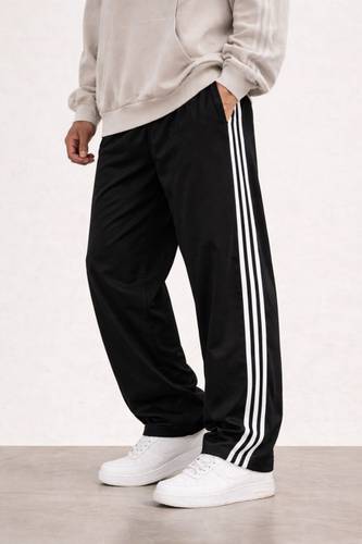 FOXTER Men Striped Black Track Pants