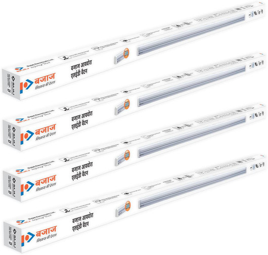 BAJAJ 20 Watt LED Batten with Glare Free Lighting (Pack of 4, White) Straight Linear LED 20 W Tube Light  (White, Pack of 4)