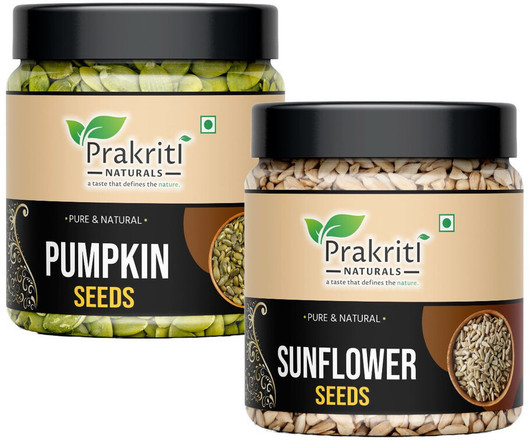 Prakriti Naturals Raw Pumpkin Seeds -250g and Sunflower Seeds – 250g for Eating Assorted Seeds & Nuts(2 x 250 g)