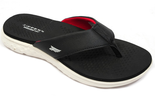 ZIPPERS Men Flip Flops (Black , 10)
