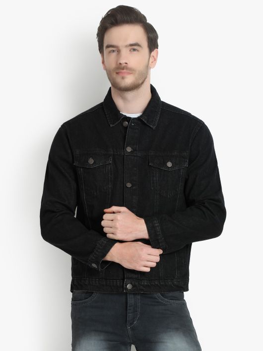 MONTREZ Men Solid Casual Denim Jacket - Image 7