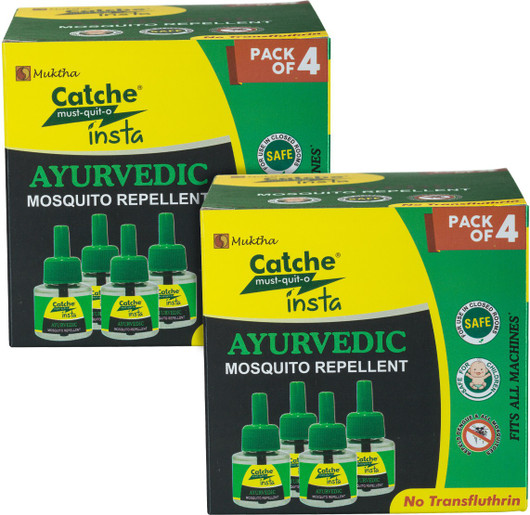 Catche Insta Ayurvedic Mosquito Repellent (pack of 8) Mosquito Vaporiser Refill 8 x 45 ml