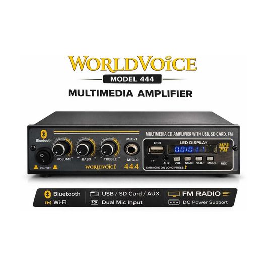 world voice Prime Series 4440 Double IC Bluetooth Home Amplifier BT/USB/FM/MP3/SD-MMC/AUX 160 W AV Power Amplifier (Black) - Image 8