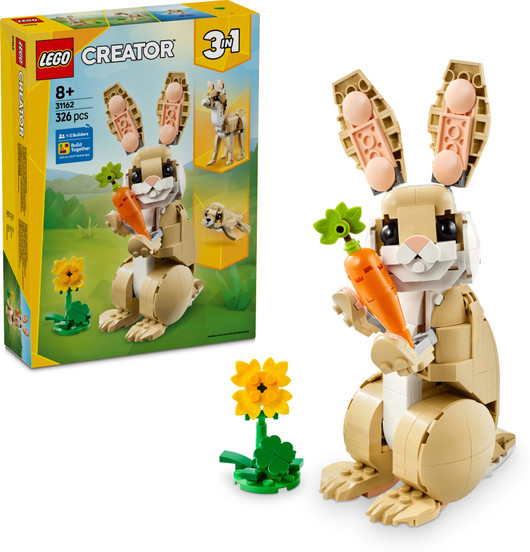 LEGO Creator 3in1 Cute Bunny Toy Animal Playset 31162 (326 Blocks) Multicolor