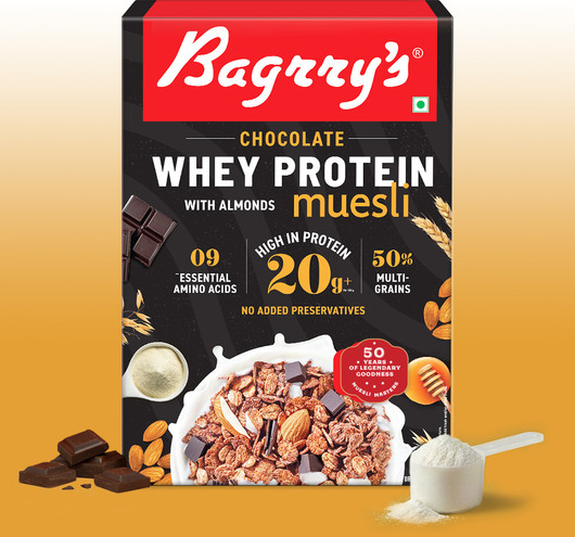 Bagrry's Whey Protein Chocolate Muesli with Almonds (100% Whole Oats) Box 500 g