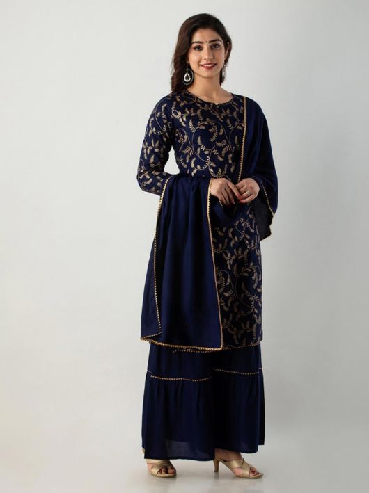 KALINI Women Viscose Rayon Kurta Pant Dupatta Set - Image 7