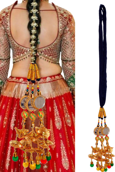 PRAAJKA raditional Paranda Hair Braid Tassels with Mirror Work Paranda Parandi Braid Extension Multicolor
