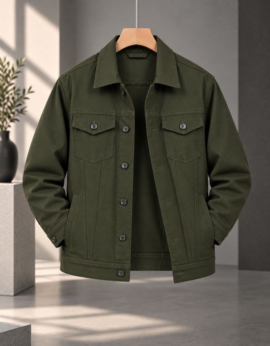 MONTREZ Men Solid Casual Denim Jacket - Image 8